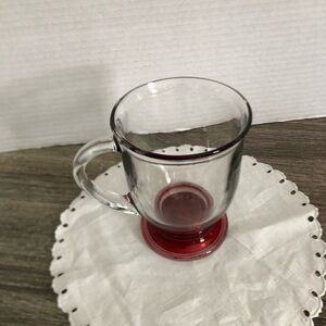 Vtg Anchor Hocking Red Footed Base Mug